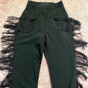 Black dressy trousers with tassels. Classy fit.